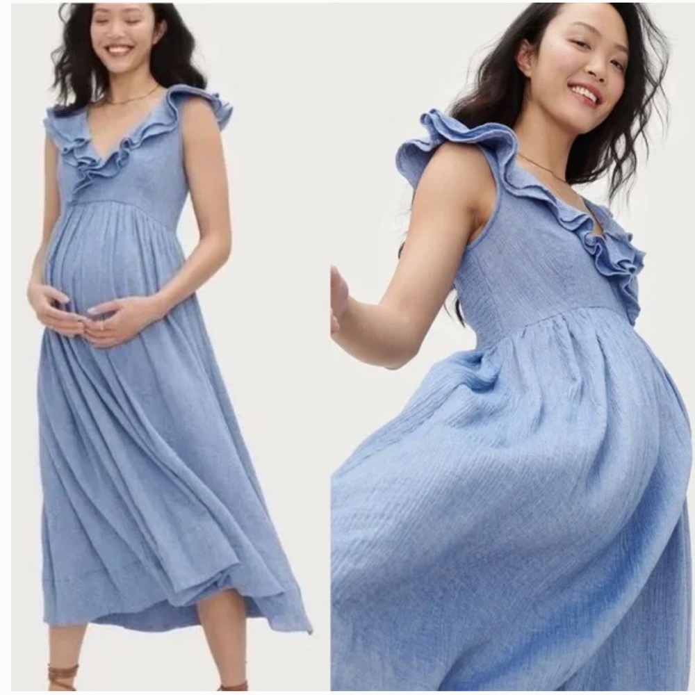NWT HATCH The Sarah midi Dress cotton blue